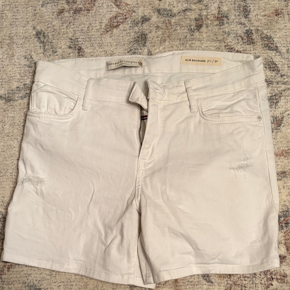 Pilcro and the Letterpress White Jean Shorts